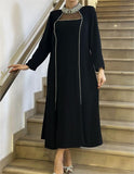 Diamond Collar Black Loose Dress