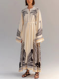 White Printed Loose Long Dress