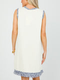 White Sleeveless Design Dress