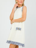 White Sleeveless Design Dress