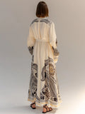 White Printed Loose Long Dress