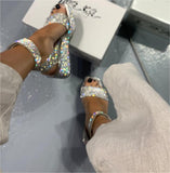Silver Glittering Heeled Sandals