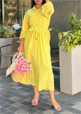 Pure Yellow Loose Shirtdress