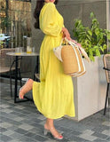 Pure Yellow Loose Shirtdress