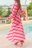 Pink Striped Shirt Long Dress