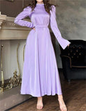Purple Long Sleeve Midi Dress