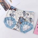 Stretch Breathable Printed Lace Edge Gynecological Panties