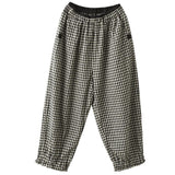 Cotton-linen Plaid Pants