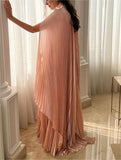 Pink Shawl Pleated Maxi Dress