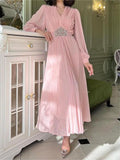 Solid Color Pleated Chiffon Dress