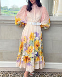 Pink Gradient Sunflower Dress