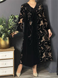 Black Velvet Vintage Print Dress