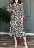 Leopard Print Elegant Midi Dress