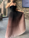 Shiny Pleated Maxi Skirt