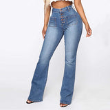 Button Fly Booty Shaping High Waisted Jeans