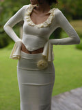 Lotus Collar Elegant Top Trumpet Long Sleeve T-shirt