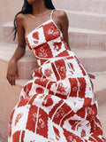 Patchwork Printed One Shoulder Dress