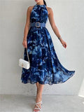 Sleeveless Multicolor Print Elegant Dress
