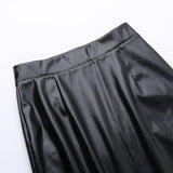 One-piece Zipper PU Leather Overskirt