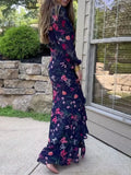 Floral Print Ruffle Maxi Dress