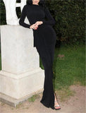 Pure Black Design Sense Long Sleeve Dress