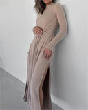 Design-Sense Slim-Fit Sweater Slit Dress