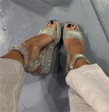 Silver Glittering Heeled Sandals