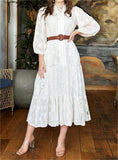 White Stitching Design Sense Midi Dress
