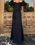 Black Feather Sleeve Elegant Dress