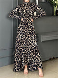 Leopard-Print Long-Sleeve Dress