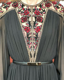 Black Vintage Embroidered Printed Dress