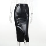 One-piece Zipper PU Leather Overskirt