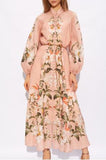 Pink Romantic Floral Midi Dress