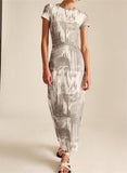 Grey and white gradient slimming long dress