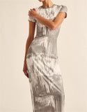 Grey and white gradient slimming long dress