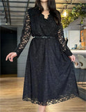Black Shiny Lace Dress