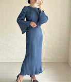 Solid Color Pleated Waisted Elegant Dress