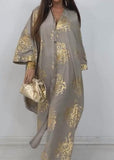 Multi-color Vibrant Gold Printed Shirt Long Dress