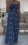 Blue Halter Printed Jumpsuit