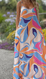 Brightly Colored Halter Neck Maxi Dress