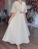 White Elegant Midi Dress