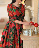 Red Floral Elegant Dress