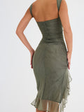 Sleeveless Backless Wrinkle Dress