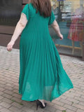 Green Pleated Loose Long Dress