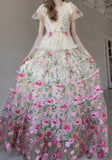 Off-White Embroidered Floral Dress
