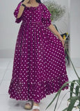 Purple Polka Dot Loose Long Dress