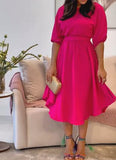 Pure Pink Elegant Midi Dress