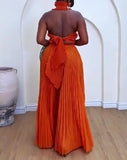 Orange Ruffles Unique Two-Piece Set