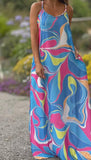 Brightly Colored Halter Neck Maxi Dress