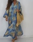 Multi-color Vibrant Gold Printed Shirt Long Dress